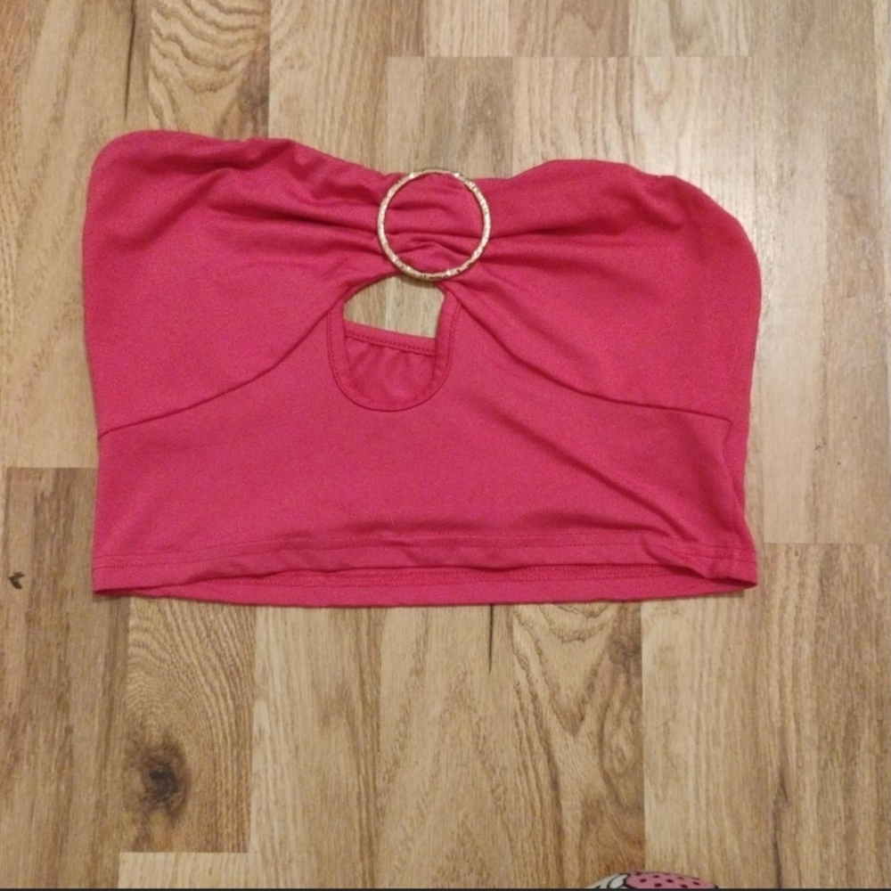 H&M Pink Strapless Crop Top with Ring Detail